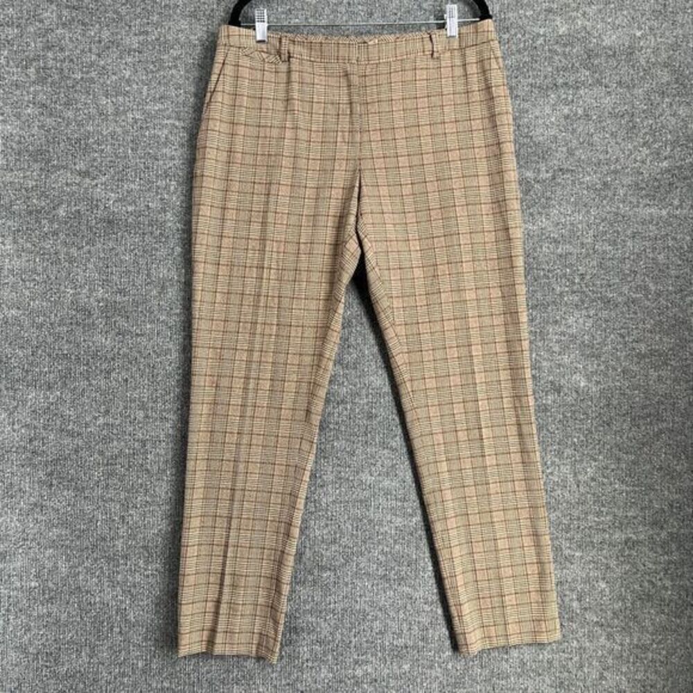 Tommy Hilfiger Womens Glen Plaid Trousers Pants Size 10 Tan Office Academia